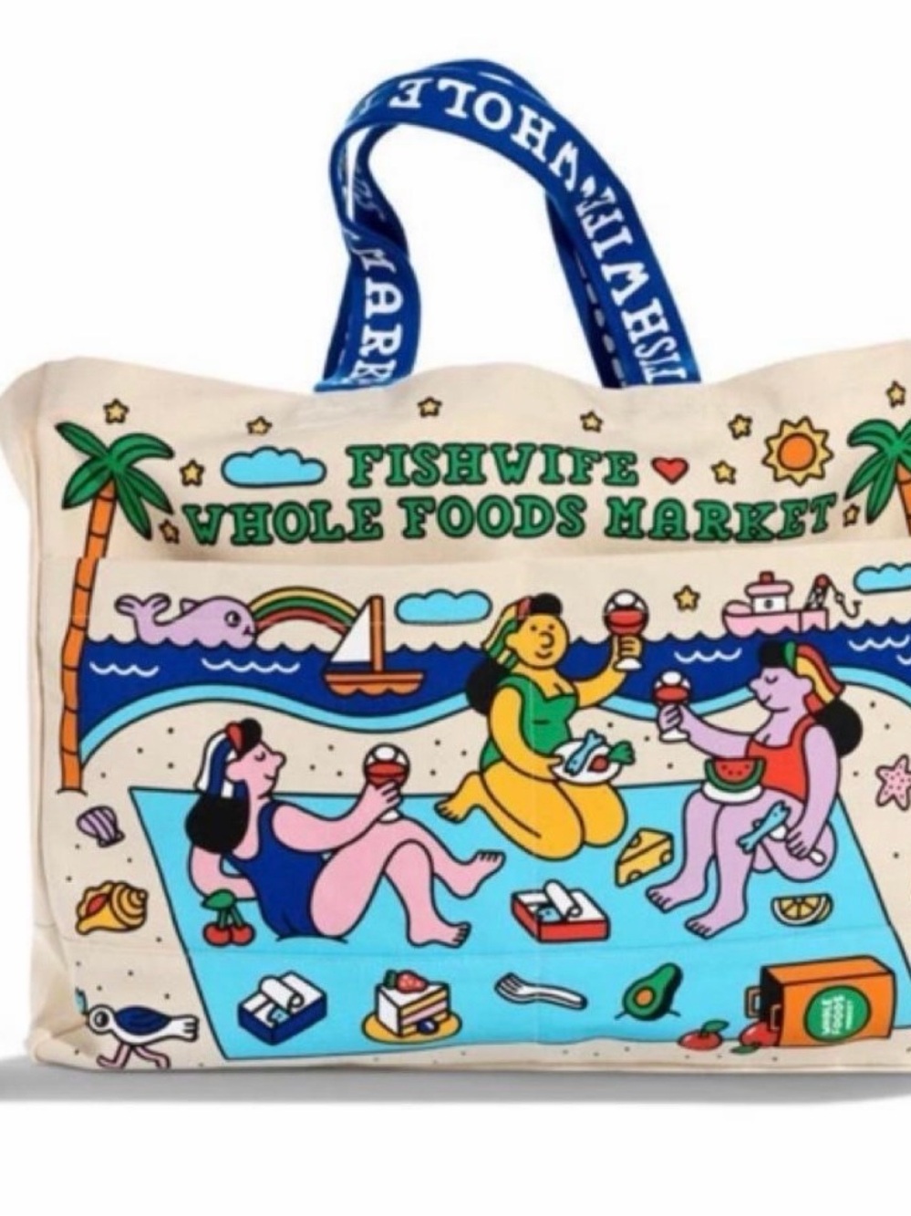 Kids Swim Beach Tote - Cream/Blue